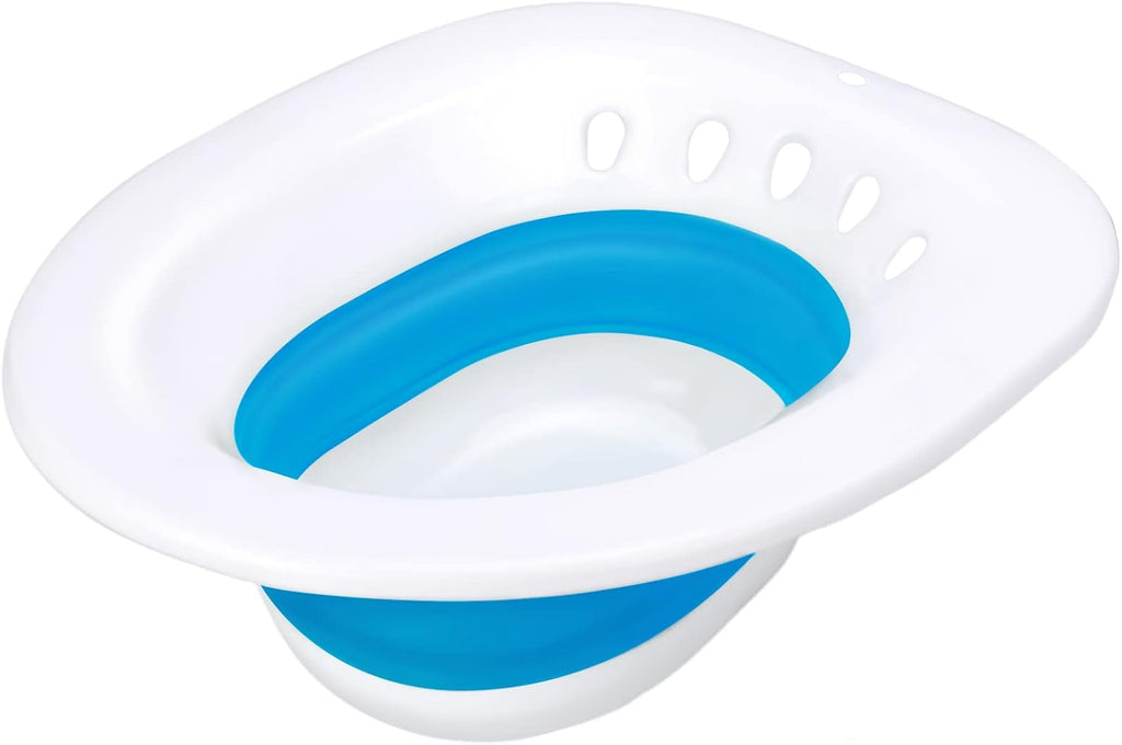Pochik Sitz Bath for Toilet Seat, Sitz Baths for Hemorrhoids and Postpartum Care, Yoni Steam Seat, Collapsible Basin for Epsom Salt Soak, Sits Bath Kit for Women - Cerulean