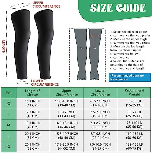 Newbyinn Kid Leg Sleeve 2 Pairs, Long Compression Leg Sleeve for Youth Boy Girl Basketball Soccer Football