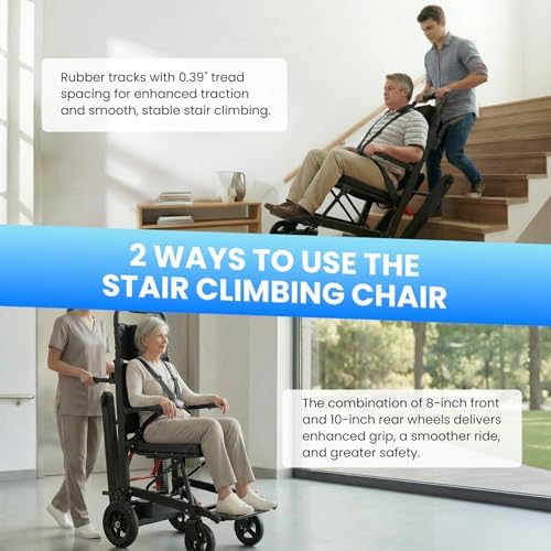 Power Wheelchair Foldable, Electric Stair Climbing Wheelchair, Stair Chair Lifts for Seniors, Mobile Elderly Stair Chair Load Capacity 450lbs