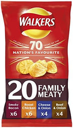 Walkers Meaty Multipack Crisps, 20 x 25 g
