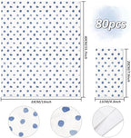 Whaline Polka Dots Guest Paper Napkins White Blue 3 Ply Disposable Napkins Dinner Hand Napkin Towel for Wedding Party Supplies Table Decor, 80Pcs