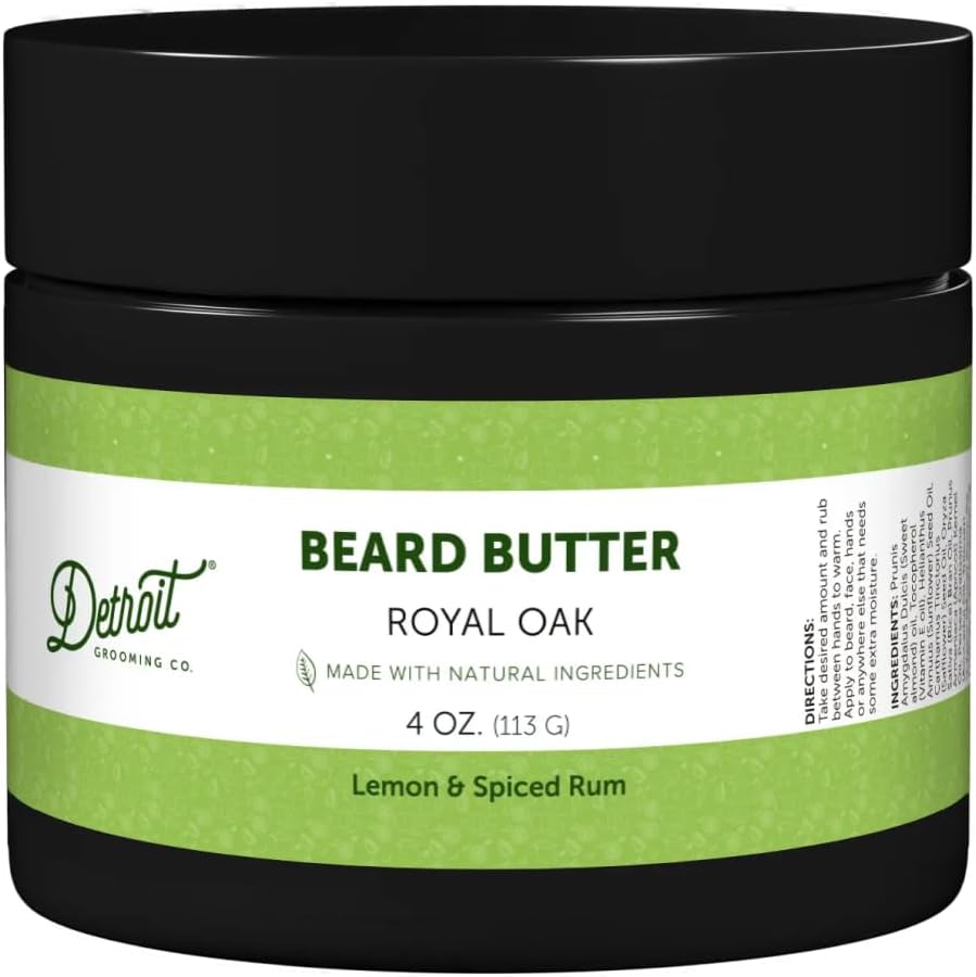 Detroit Grooming Co. Beard Butter for Men | Softens, Thickens & Hydrates with Safflower Oil & Shea Butter | Royal Oak Scent, 4oz