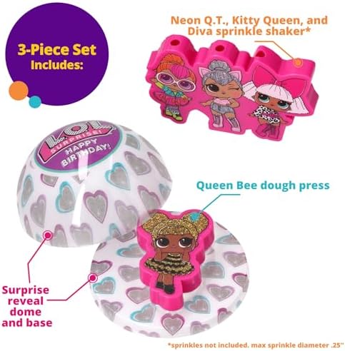 DecoSet® L.O.L. Surprise! Cake Decoration, 4 Piece Cake Topper Set With Cookie Cutter & Sprinkle Shaker! L.O.L. Surprise! Let's Be Friends, For Birthday Party & Celebrations
