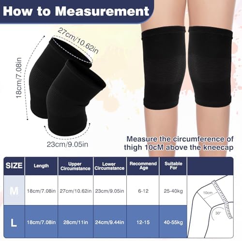 Kids Knee Sleeve Brace, 1 Pair Knee Compression Sleeve Breathable Children Knees Support Pad Elastic Soft Knees Protectors for Volleyball Football Dance Yoga Tennis Running Cycling Climbing(L)