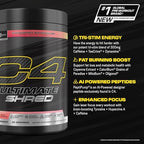 Cellucor C4 Ultimate Shred Pre Workout Powder, Fat Burner for Men & Women, Weight Loss Supplement with Ginger Root Extract, Strawberry Watermelon, 20 Servings, 12.3 Ounce (Pack of 1)