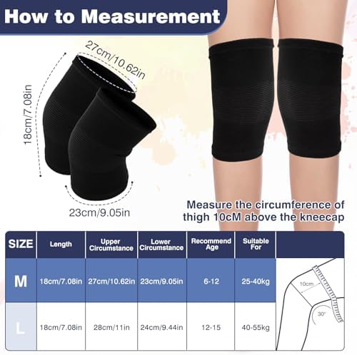 Kids Knee Sleeve Brace, 1 Pair Knee Compression Sleeve Breathable Children Knees Support Pad Elastic Soft Knees Protectors for Volleyball Football Dance Yoga Tennis Running Cycling Climbing(M)