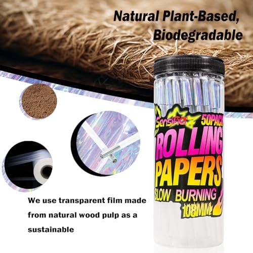 50 PACK Clear Pre Rolled Cones| King Size Rolling Paper Cone 108 MM