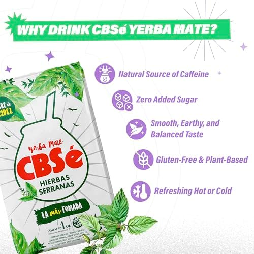CBSe Hierbas Serranas – Loose Leaf Yerba Mate Tea with Mountain Herbs, Naturally Caffeinated, Gluten-Free, 1 kg (2.2 lbs)