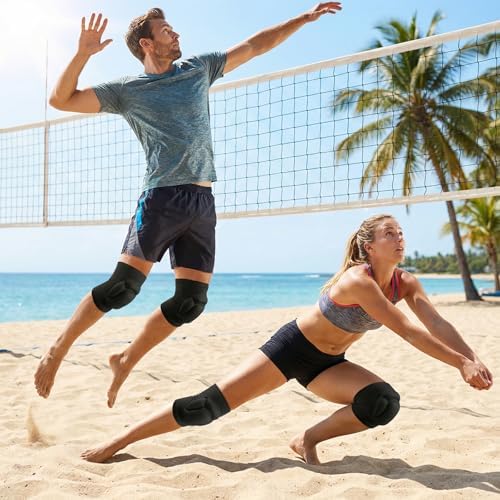 2-Pair Knee Pads for Men Women, Compression Support with Thickened Protection, Anti-Slip Sleeves for Sports, Volleyball