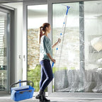 Window Cleaning Kit with Bucket 3 Gallon, 14" Window Squeegee and 15" Scrubber with 61" Long Handle, Professional Window Washing Equipment Cleaner Tool for Home Outdoor Commercial Use