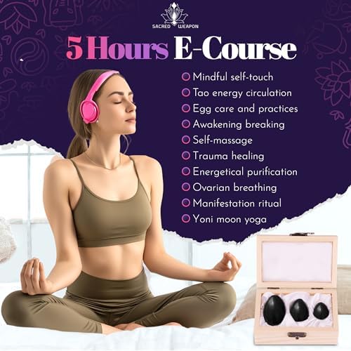 Kegel Weights for Women - Set of 3 Black Obsidian Eggs | Pelvic Floor Exercise Devices for Tightening, Postpartum Recovery & Prolapse Support | Huevo de Obsidiana Negra Yoni with String & Guide