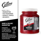 Collins 72 oz Stemmed Maraschino Cherries, Bulk Cocktail Garnish for Mocktails, Desserts and Ice Cream Sundaes, Bright Red Cherries with Stems for Party Supply, Food Service & Bars, 4.5 Pound Jar