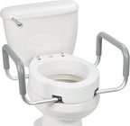 3.5 Inch Toilet Seat Risers for Seniors, Raised Toilet Seat Elongated with Removable Padded Handles, Elevated Toilet Seat for Assistance Sitting or Standing, Support to 300 lbs