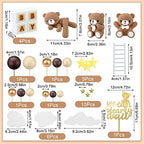 Yinder Bear Cake Toppers Mini Bear Cake Decorations Cake Toppers Gold White Pearl Ball for Birthday Party Decorations(Dark Brown,Cute Style)