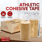 HEALQU Self Adhesive Bandage Wrap – 4" x 5 Yard, 12 Rolls Cohesive Tape for Athletic & Sports - Self Adherent Medical Tape, Flexible, Waterproof Elastic Bandages for Wrist & Ankle Vet Wrap for Dogs