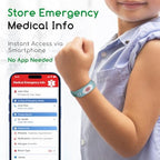 DinoBand Emergency Medical Info Wristband with Instant Parent Notifications for Children Kids Medical ID and Contact Information Adjustable Silicone Bracelet