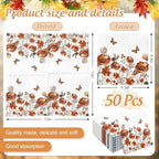 JarThenaAMCS 50Pcs Fall Floral Paper Napkins Vintage Autumn Wildflower Luncheon Napkin Flower Dessert Dinner Hand Napkin for Thanksgiving Harvest Wedding Birthday Party Supplies