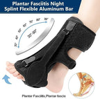 Upgraded Plantar Fasciitis Night Splint, 3 Adjustable Straps Plantar Fasciitis Relief Braces for Achilles Tendonitis, Foot Drop & Heel Spur Pain Relief Day & Night (Black)