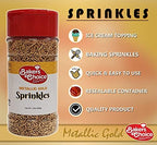 Bakers Choice Metallic Gold Sprinkles for Baking - Jimmies Sprinkles for Ice Cream Toppings - Dairy Free, Kosher 2.8 oz.