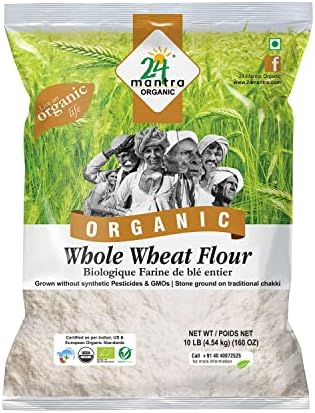 24 Mantra Organic Whole Wheat Atta - 20 Lb, (Pack of 1)