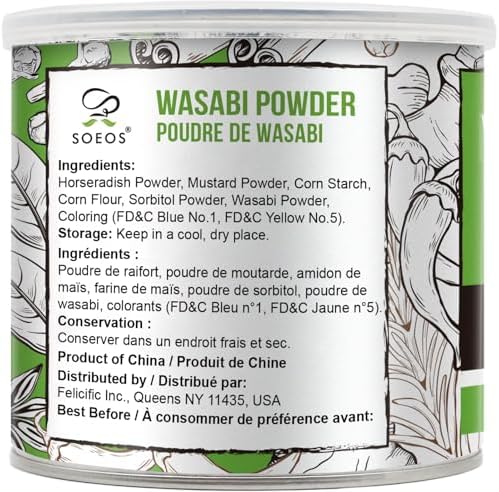 Soeos Wasabi Powder 8oz (227g), Premium Wasabi Powder for Sushi and Sashimi