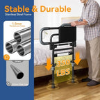 Bed Rails for Elderly Adults Safety, Foldable Bed Assist Rails for Seniors with Sensor Light & Storage Pocket, Adjustable Height, 180° One-Hand Folding Bed Side Rails Fit King Queen Full Twin