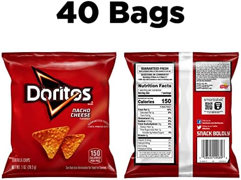 Doritos Flavored Tortilla Chips, Nacho Cheese, 1 Ounce (Pack of 40)