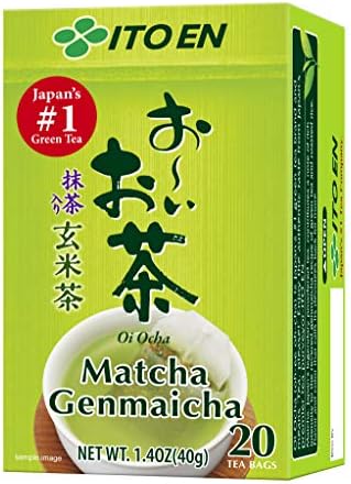 Ito En Oi Ocha Genmaicha Tea, 20-Count, 1.8 Ounce Boxes (Pack of 4)