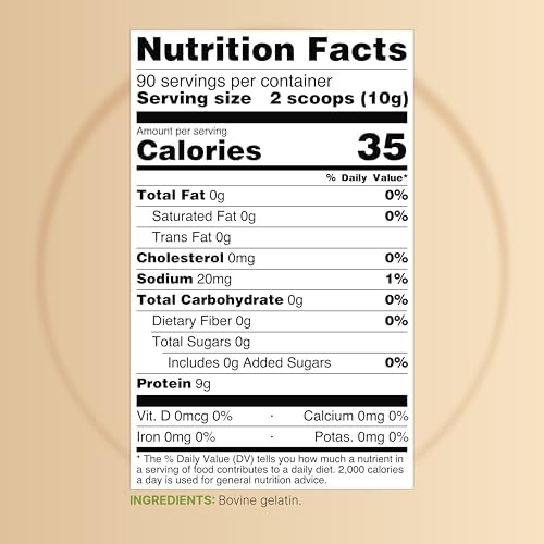 NatureBell Beef Gelatin Powder, 2 lb – Unflavored Bovine Gelatin – Natural Thickening Agent for Cooking, Baking, Gummies & Desserts – 9g Protein Per Serving – Gluten, Soy & Dairy Free