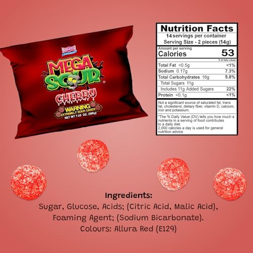 Barnetts Sweets Mega Sour Candy Cherry 200g
