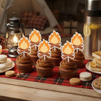 36Pcs Gold Glitter Bonfire Dessert Cupcake Toppers Pick for Camping Out Campfire Adventure Theme Decor Supplies Men Boys Women Girls Happy Birthday Sports Stars Party Supplies