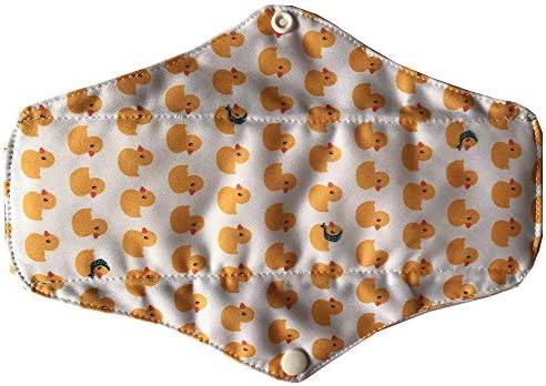 MUMBABY 5 Pieces 10 Inch (25.4cm) Regular Charcoal Bamboo Mama Cloth/Menstrual Pads/Reusable Sanitary Pads (Little Yellow Duck, Medium)