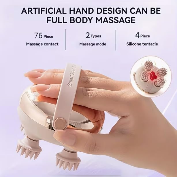 HomeBeyond Electric Scalp Massager, Head Massager Scalp Stress Relax, Rechargeable IPX7 Waterproof 2 Massage Styles, 8 Removable Claws for Head/Body Massage & Face Cleaning
