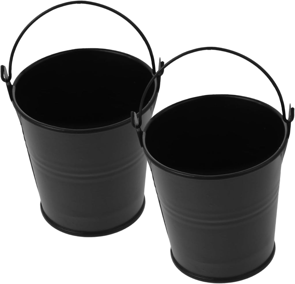 2pcs Reusable Metal Barbecue Grease Bucket Compact Oil Drip Catcher for Outdoor BBQ Easy to Clean Grill Accessory for Camping and Picnics Black