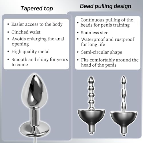 AMAZBEE Electroshock Anal Plugs for Anus Expansion Prostate Massager for Men Stainless Steel Urethral Sounding Rods with Electric Stimulation (A)