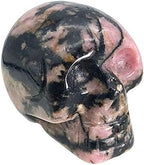 Mini 1" Crystal Human Skull Head Statue Figurine, Hand Carved Pocket Stone Halloween Sculptures Decoration Healing Reiki, Pack of 5, Rhodonite