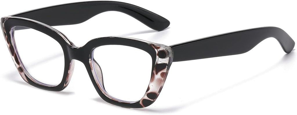 LJCZKA Cat Eye Blue Light Blocking Glasses Women Computer Eyeglasses Anti Eyestrain Anti Glare Cateye Thick Frame Glasses