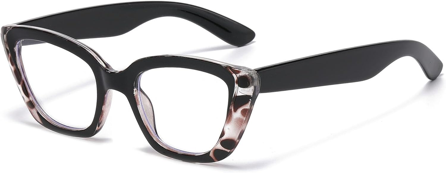 LJCZKA Cat Eye Blue Light Blocking Glasses Women Computer Eyeglasses Anti Eyestrain Anti Glare Cateye Thick Frame Glasses