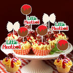 Meatball Birthday Decorations, 36pcs Meatball Cupcake Toppers for Italian Spaghetti Birthday Decorations Boy First Birthday Baby Shower
