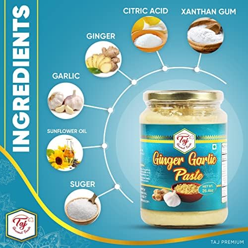 TAJ Ginger Garlic Paste 750g (1.65lbs) Cooking Paste | Gluten & Vegan Friendly