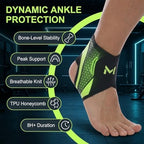 Ankle Brace, 2-Pack Adjustable Lace-Up Support with Breathable Compression Sleeve & Arch Support Stirrup Straps for Basketball, Sports Stability, Men Women Sprain Recovery (Green)