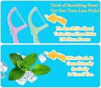 Mint Dental Flossers,100 Count Mint Flavor Unbreakable & Shred-Resistant Floss Picks,Flossers for Adults,Portable Toothpicks Sticks,Effective Plaque Remova(Mint,100 Count)