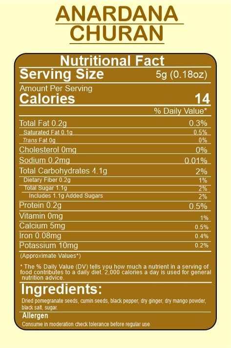Vedik Sattva Natural Anardana Churan | Homemade Indian Taste | 8.81 OZ (250 gm) | PACK OF 1