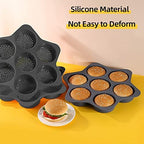 7-cavity Silicone Hamburger Bun Pan, Nonstick Loaf Pan & Heat Resistant Burger Bun Pans for Baking, Bread Pans for Homemade Bread, Bread pans for baking, Easy to Use Burger Pan