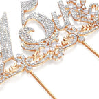 Lovelyshop Luxurious Diamond Gold Cake Topper for 15th Birthday Celebrations and Quinceañera-Large