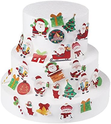 Set of 48 Wafer Edible Cupcake Toppers Christmas Paper Cake Decoration