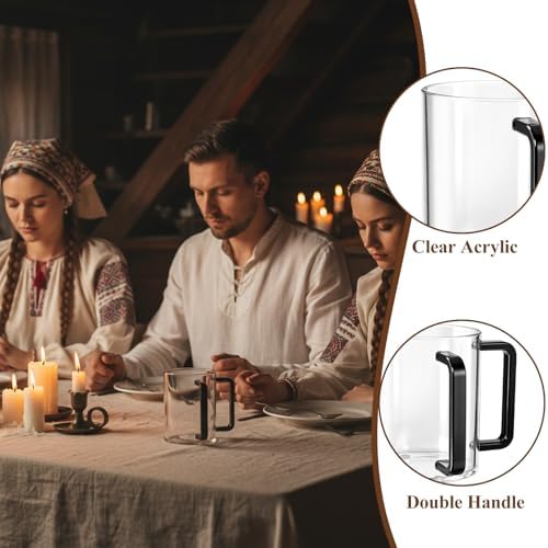 2 Pcs Judaica Hand Washing Cup with Dual Handles 5" Acrylic Clear Negel Vasser Hand Washing Cup for Jewish Ritual Netilat Yadayim Holiday Gifts (Black Handle)