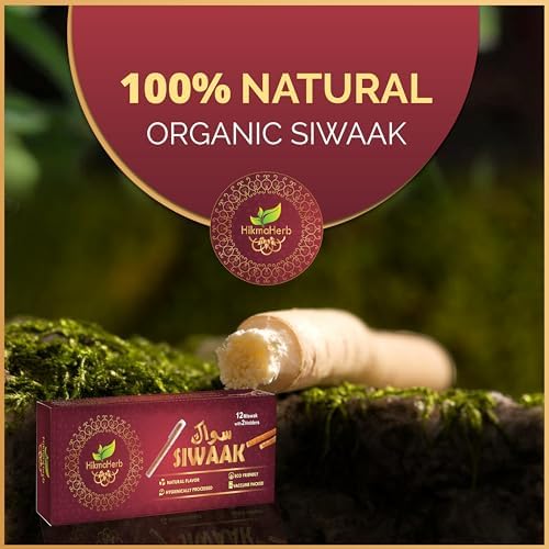 Pack of 12 Miswak Sticks with 2 Holders - Vacuum Sealed Natural Chewing Sticks for Teeth - Natural Flavored Toothbrush for Teeth Whitening, Oral Health, and Fresh Breath || Pack of 12…