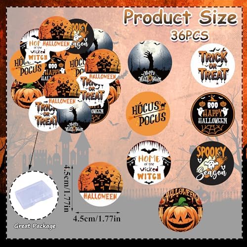 36PCS Edible Halloween Cupcake Toppers Wafer Paper Trick or Treat Cake Toppers Spooky Season Hocus Pocus Cupcake Picks for Halloween Eve Theme Party Birthday Decor Supplies