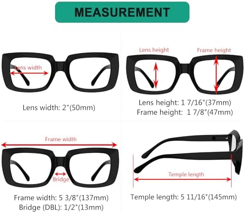 Eyekepper 4 Pack Stylish Reading Glasses Women - Oversized Square Readers Black +1.50